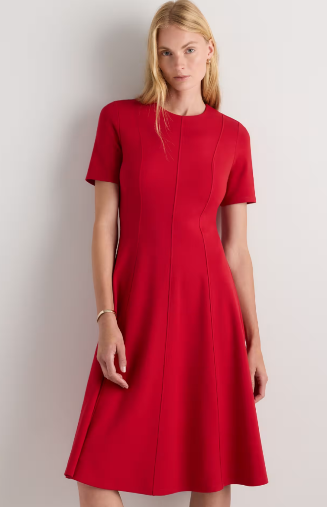 Ultra-Stretch Ponte Short Sleeve Midi Dress business casual outfits for women